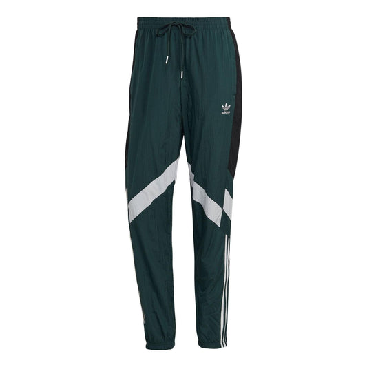 Men's adidas originals Woven Tp Logo Printing Elastic Waistband Drawstring Sports Pants/Trousers/Joggers Green HK7324