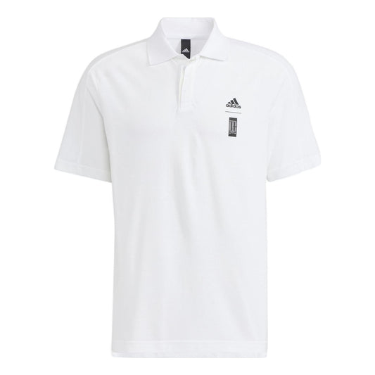 Men's adidas Wj Mh Polo Solid Color Chest Brand Logo Printing Short Sleeve White Polo Shirt HM2955