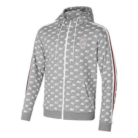 Skechers SKX Letter Print Long Sleeve Knit Jacket 'Grey Blue White' P421U034-130639