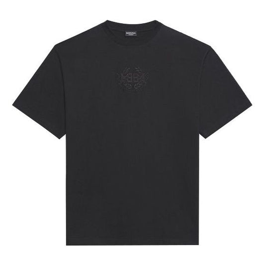 Men's Balenciaga SS21 Logo Printing Loose Round Neck Short Sleeve Black 641675TKV711069
