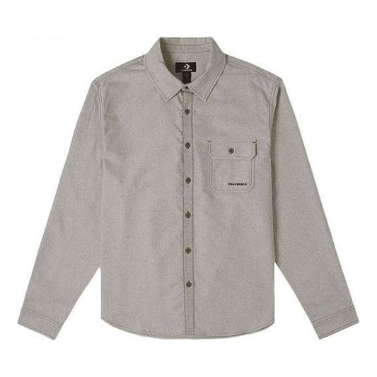 Converse Oxford LS Button Down Shirt Asia Sizing 'Light Grey' 10025637-A02
