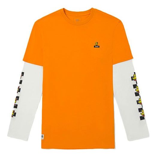 Vans Small Yellow Printing Sports Long Sleeves Couple Style Orange VN0A54MS183