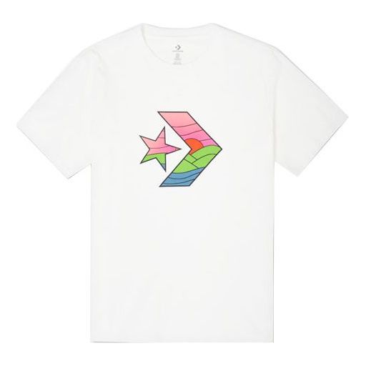 Men's Converse Contrasting Colors Casual Sports Printing Short Sleeve White 10021515-A01