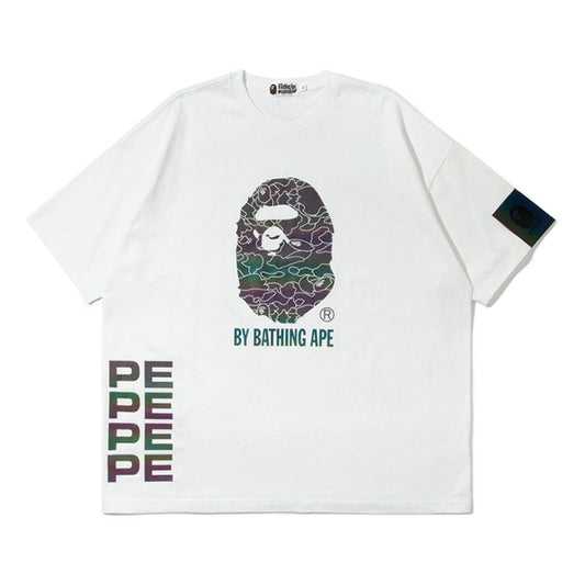 Men's BAPE Ape Head Logo Printing Short Sleeve White 0ZXTEAPETE13E