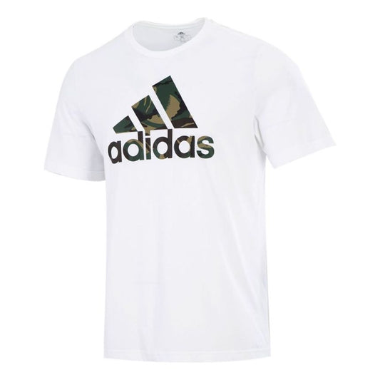 adidas Camo T Camouflage Logo Printing Sport Short Sleeve Men's White GV5237