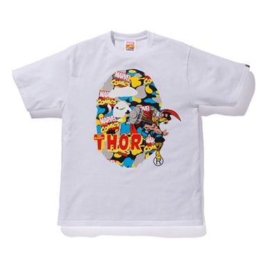 A Bathing Ape x Marvel Crossover Printing Short Sleeve Tee 'White Thor' 1F23110923