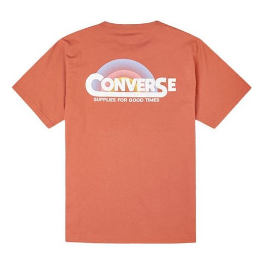 Men's Converse Rainbow Logo Printing Knit Sports Short Sleeve Red 10021516-A03