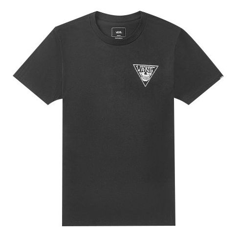 Vans Triangle Skeleton Printing Short Sleeve Couple Style Black VN0A54IJBLK