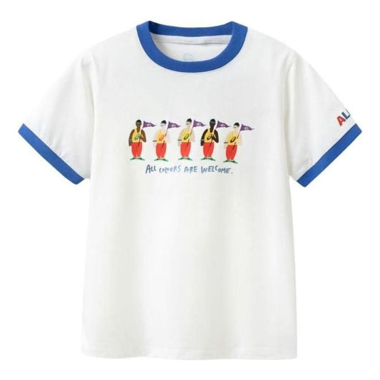 (GS) ASICS Casual Print T-shirt 'White Blue' 332241173039-10