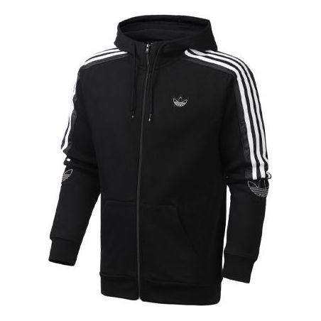 adidas originals logo Printing Casual Hooded Jacket Black ED4695