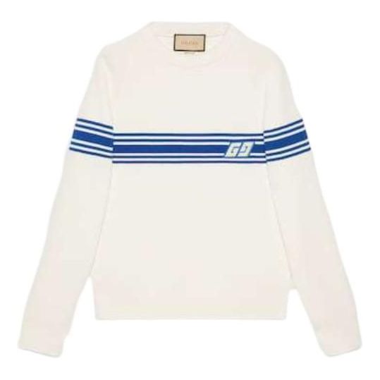 Gucci Knit Wool Sweater With Square GG 'Ivory Blue' 763398-XKDO1-9174