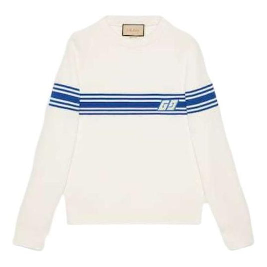 Gucci Knit Wool Sweater With Square GG 'Ivory Blue' 763398-XKDO1-9174