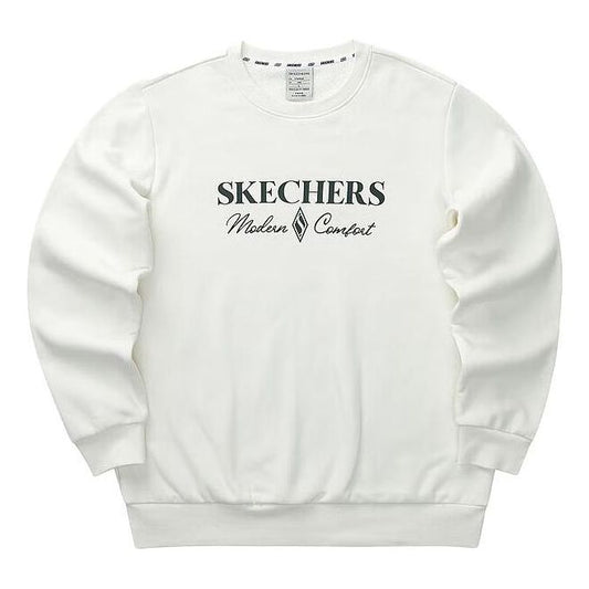 Skechers Diamond Series Letter Printed Crew Sweater 'White Black' L423M173-0074