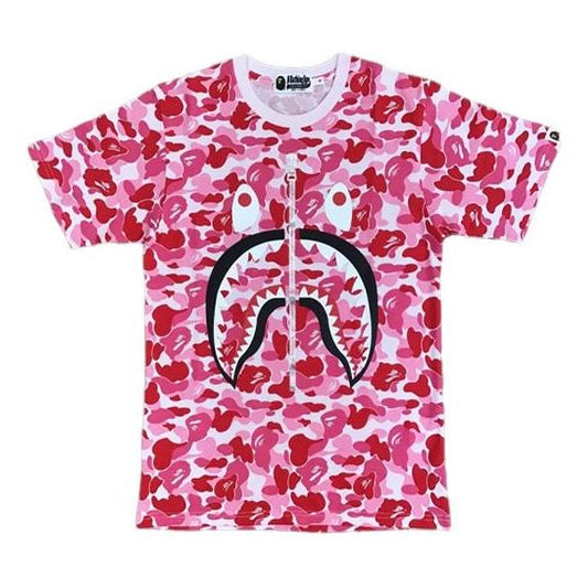 BAPE ABC FULL CAMO SHARK TEE Pink Camouflage Full Print Short Sleeve Unisex BAPE-SS18-114
