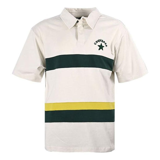 Converse Colorblock Logo Polo Shirt Asia Sizing 'White Dark Green' 10024880-A01
