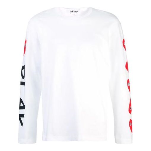 COMME des GARCONS PLAY L/S Printed Logos T-Shirt 61 'White' P1-T262-B21-1