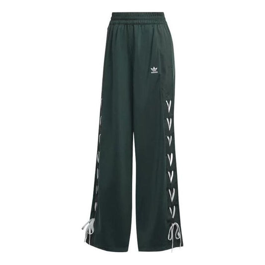 (WMNS) adidas Always Original Laced Wide Leg Pants Asia Sizing 'Green White' HK5086